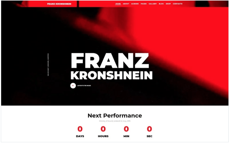 Franz Kronshnein - Musician Joomla Template