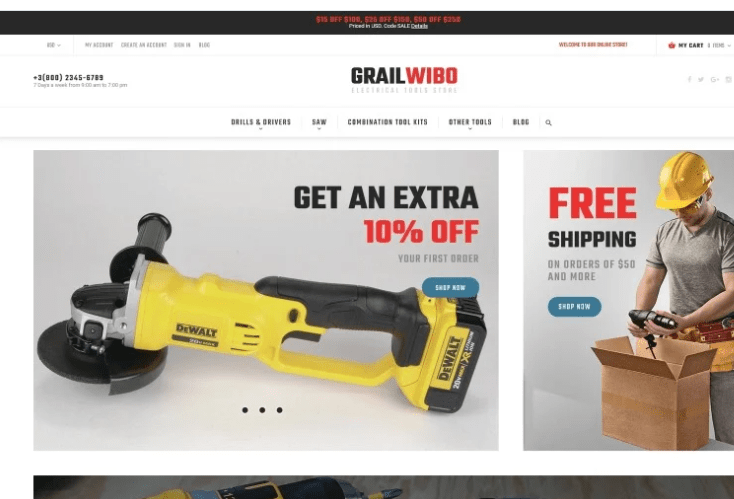 GrailWibo - Electrical Tools Store Magento 2 Theme