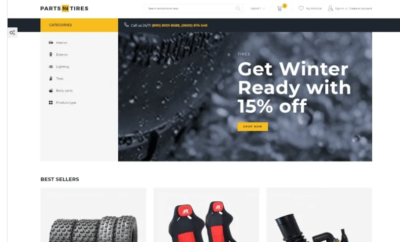 Parts'n'Tires - Car Tuning eCommerce Template Magento Theme