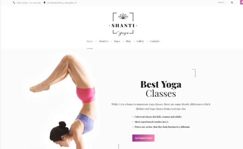 Shanti - Yoga Classes Responsive Joomla Template