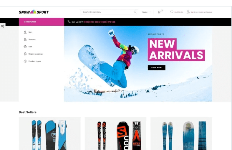 SnowSport - Extreme Sports Gear Magento Theme