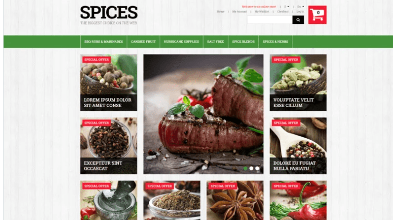 Spiced Dishes for Health Magento Theme