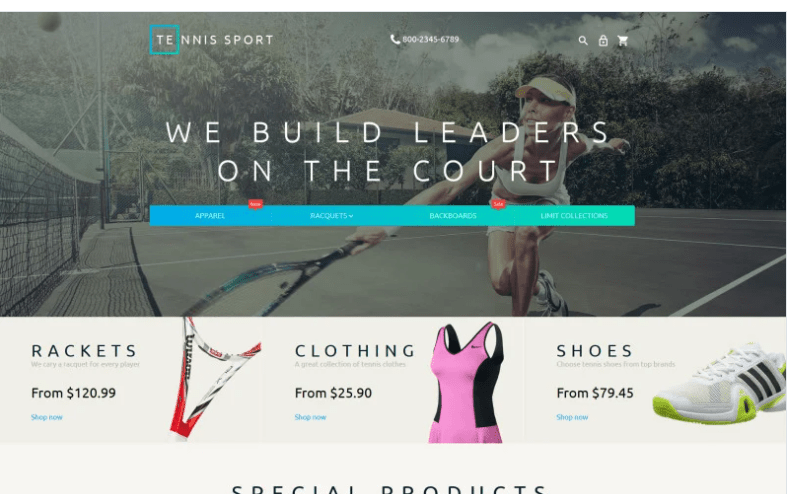 Tennis Accessories Magento Theme