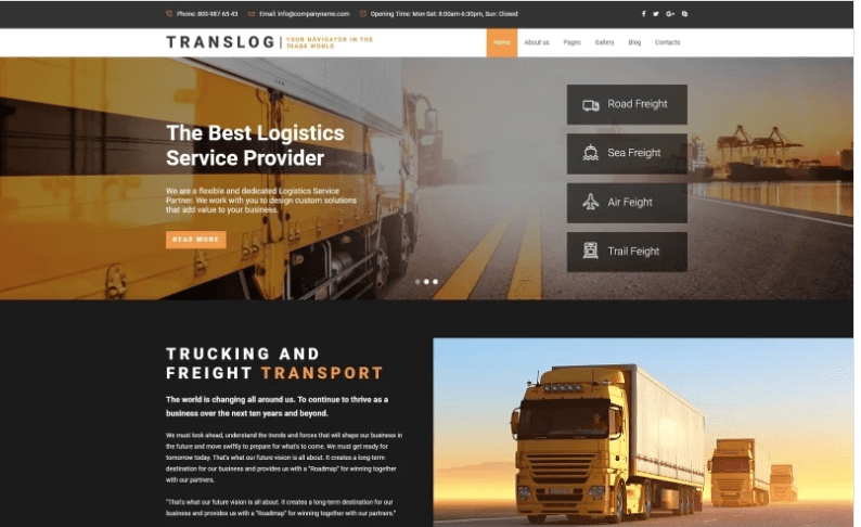 Translog - Logistics Joomla Template