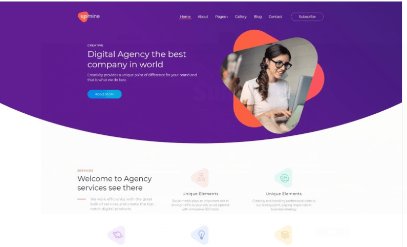 UpMine - Digital Agency Flat Design Simple Joomla Template