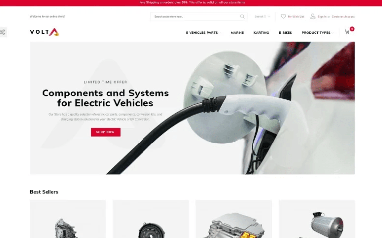 Volta - Electric Vehicles Parts and Components Minimal Magento Theme