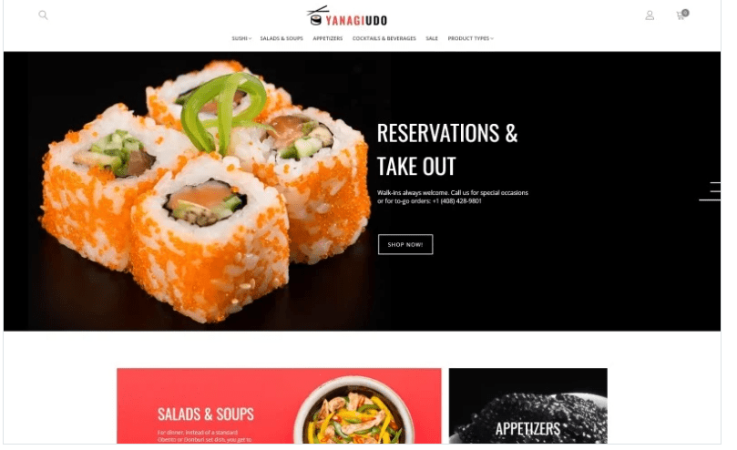 YanagiUdo - Japanese Restaurant Magento Theme