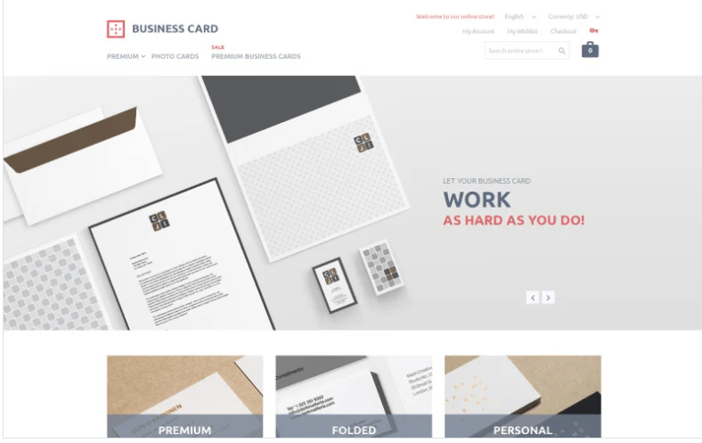 Business Card Printing Magento Theme