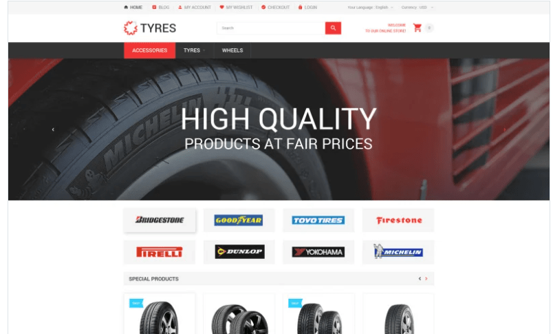 Car Wheels Online Store Magento Theme