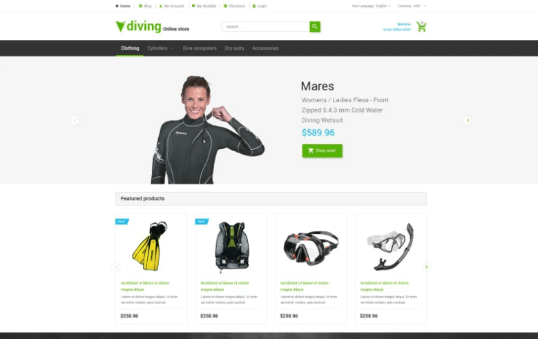 Deep Blue Dive Magento Theme
