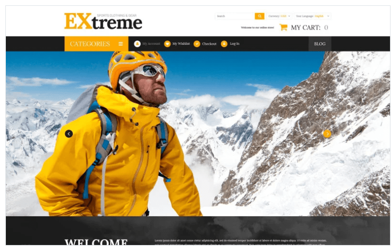 Extreme Sports Gear Magento Theme