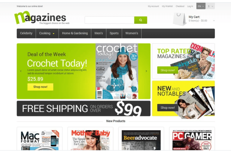 Glossy Magazines Magento Theme