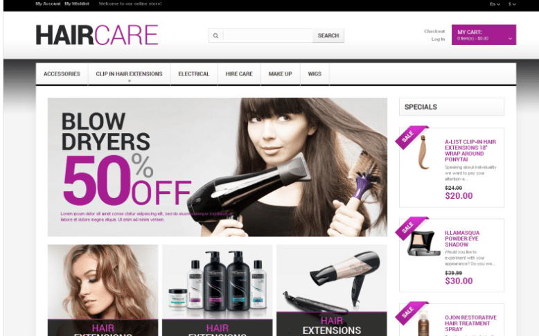 Hairdresser's Stuff Magento Theme