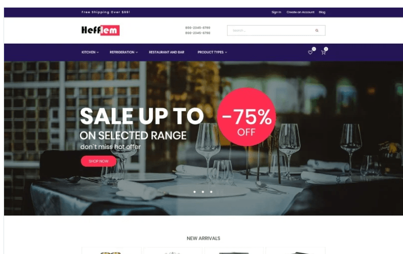vHefflem - Kitchen Furniture Ecommerce Template Magento Theme
