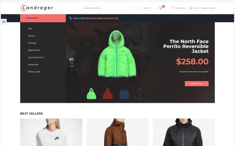 Landrager - Extreme and Outdoor Sports eCommerce Magento Theme