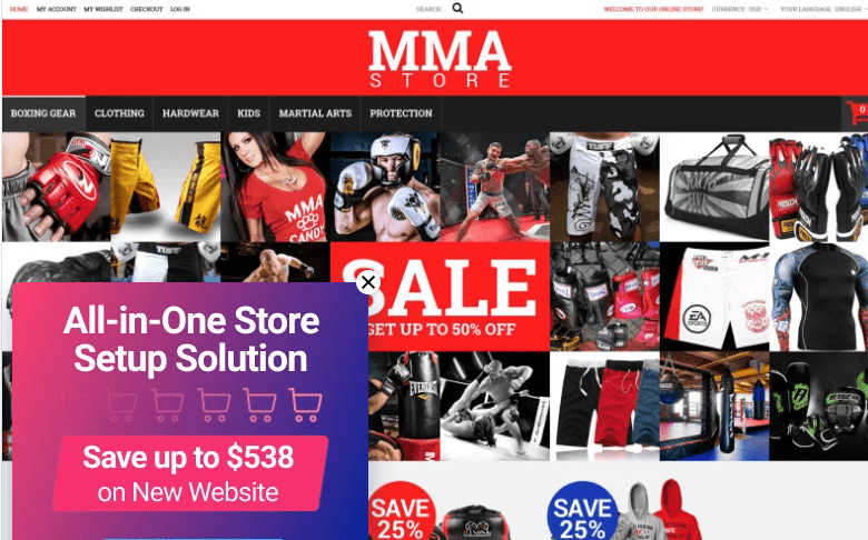 MMA Clothes and Gear Magento Theme
