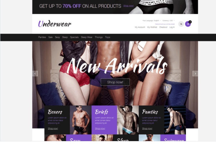 Men's Underwear Responsive Magento Theme