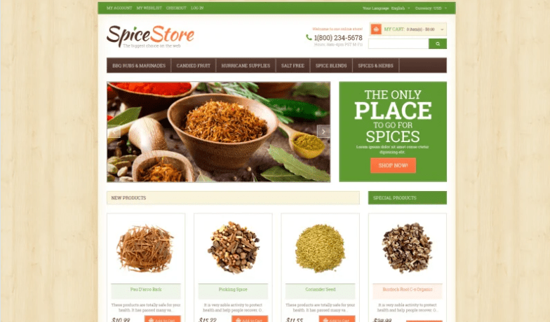 Spice Shop Responsive Magento Theme