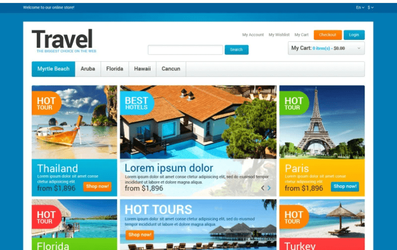 Travel Agency Store Magento Theme