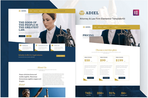 Adiel - Attorney & Law Firm Elementor Template Kit