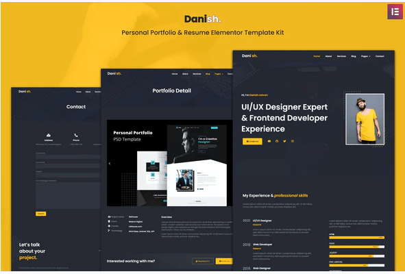 Product Image - Danish – Personal Portfolio & Resume Elementor Template Kit
