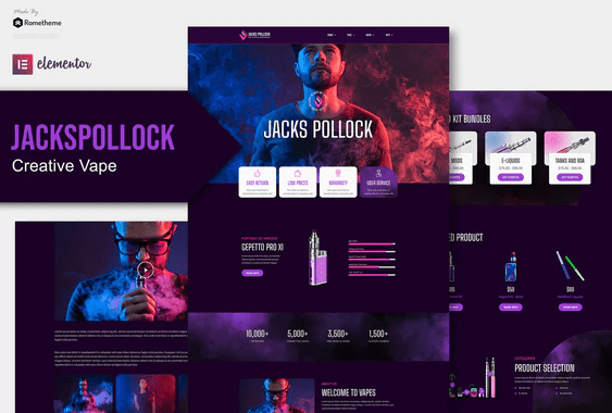 Product Image - Jacks Pollock – Vape Elementor Template Kit