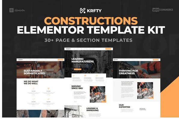 KRAFTY - Construction & Industry Elementor Template Kit