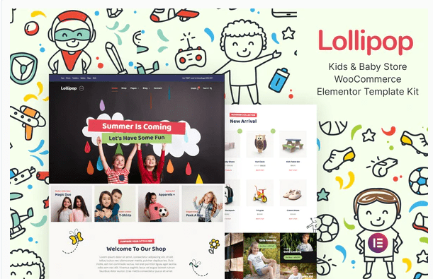 Lollipop – Kids & Baby Store WooCommerce Elementor Template Kit