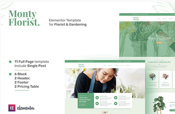 Monty Florist - Flower Boutique & Decoration Elementor Template Kit