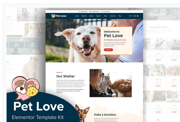 Pet Love - Animal Shelter Elementor Template Kit
