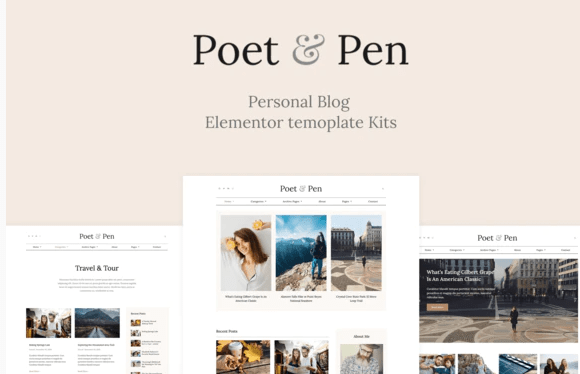 Poet & Pen - Personal Blog Elementor Template Kit