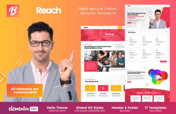 Product Image - Reach – Digital Agency & Creative Elementor Template Kit