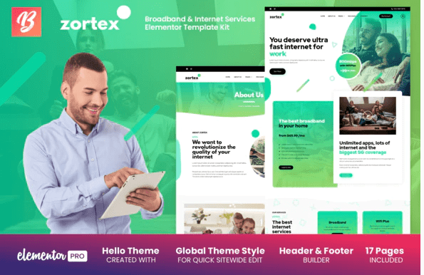 Zortex - Broadband & Internet Services Elementor Template Kit
