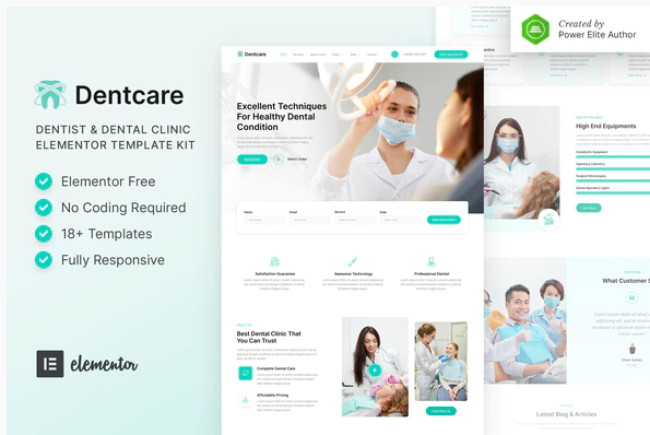 Product Image - Dentcare – Dentist & Dental Clinic Elementor Template Kit
