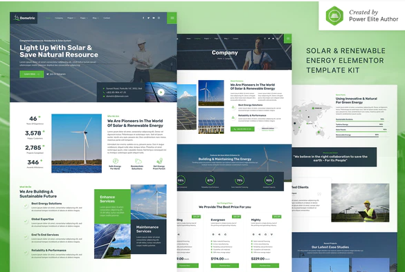 Dometric – Solar & Renewable Energy Elementor Template Kit — WordPress Product by ThemeForest