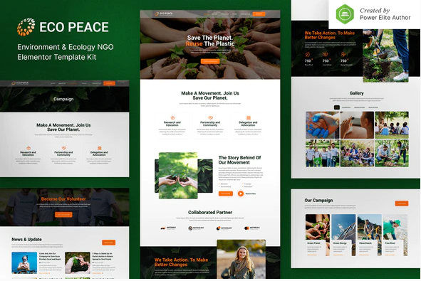 EcoPeace – Environment & Ecology NGO Elementor Template Kit