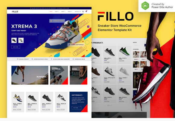 Fillo – Shoes & Sneakers Store WooCommerce Elementor Template Kit