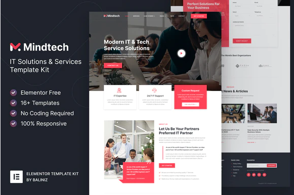 Product Image - Mindtech – IT Solutions & Services Company Elementor Template Kit