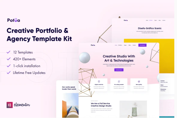 Potua - Creative Portfolio & Agency Elementor Template Kit