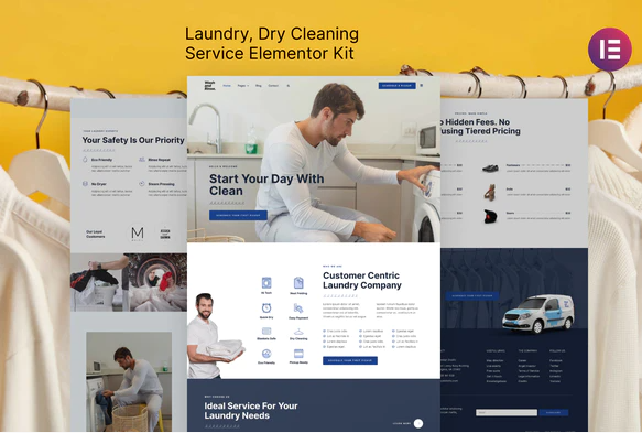 Product Image - Wash & Rinse – Laundry & Dry Cleaning Service Elementor Template Kit