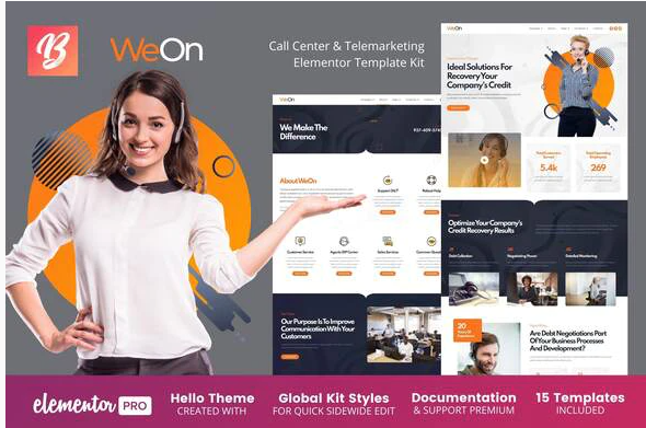 WeOn - Call Center & Telemarketing Elementor Template Kit