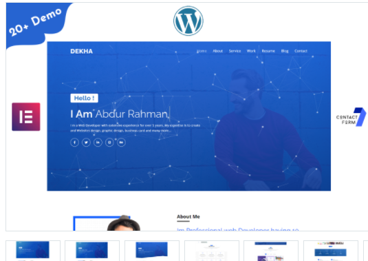 Dekha-Portfolio/Resume/CV One page WordPress Elementor Theme