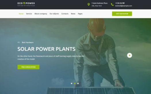 Ecopowex - solar panels and renewable energy plant WordPress Theme