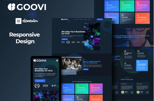 Goovi - Creative Agency & Digital Marketing Elementor Template Kits