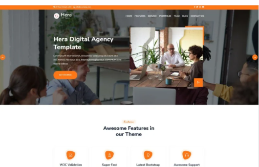 Hera - Digital Agency One page WordPress Theme