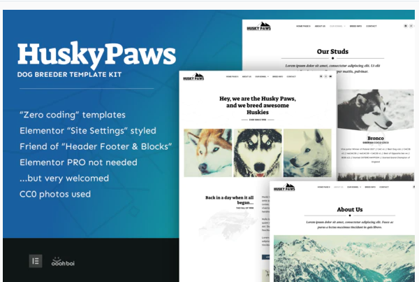 Product Image - HuskyPaws – Dog Breeder Elementor Template Kit