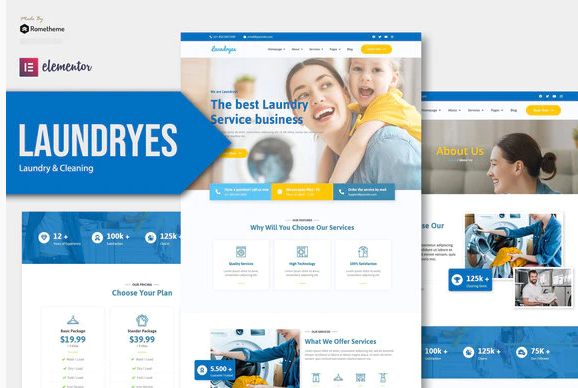 Laundryes - Laundry & Cleaning Elementor Template Kit