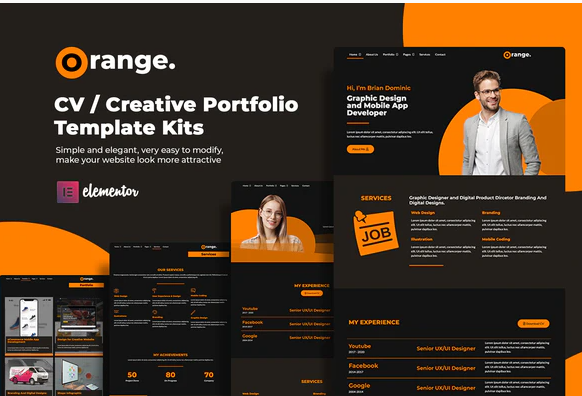 Product Image - Orange CV/Creative Portfolio Elementor Template Kits Product Image - Orange CV/Creative Portfolio Elementor Template Kits