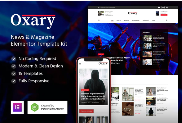 Product Image - Oxary – News & Magazine Elementor Template Kit