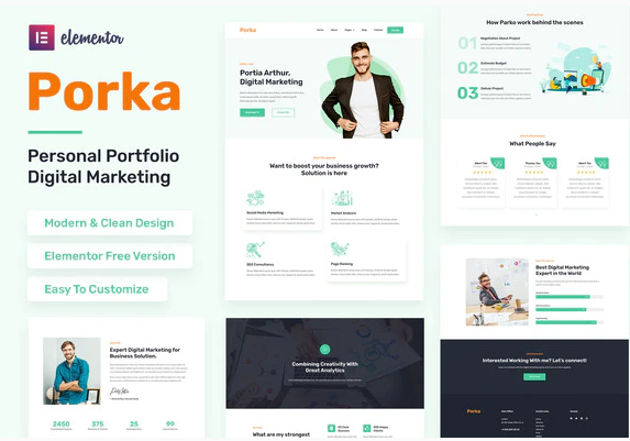 Product Image - Porka – Digital Marketing Personal Portfolio Elementor Template Kit Product Image - Porka – Digital Marketing Personal Portfolio Elementor Template Kit
